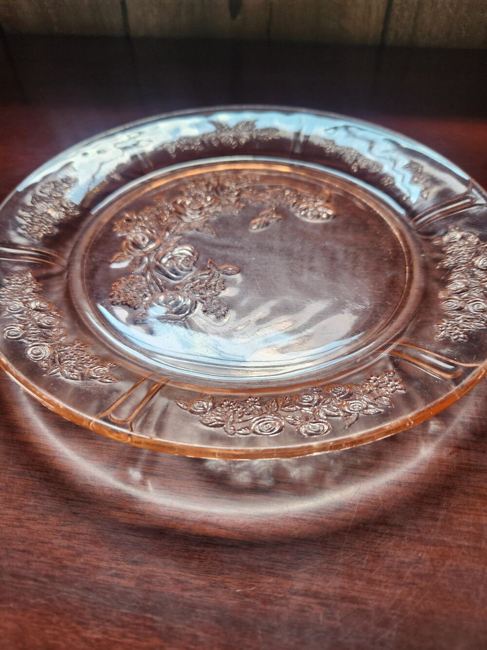 Vintage Federal Glass Sharon Cabbage Rose Pink Depression Glass Dinner Plate